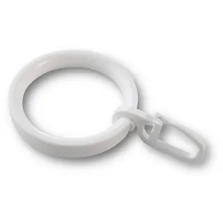 Prodecoshop Gardinenringe Vorhangringe Flachringe mit Faltenhaken - Ring Ø 32 x 43 mm für Gardinenstangen Ø 20 mm - Kunststoff - 10 Stück (Weiss)