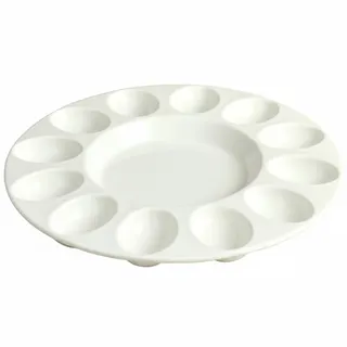 Ameble Teufels-Eierhalter, 25, 4 cm, 12 Löcher, rundes Teufels-Eier-Tablett aus Keramik mit Rutschfester Basis für Festival-Dekorationen, Frühstück auf der Küchenarbeitsplatte.
