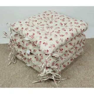 Rattani Sitzkissen Set 4x Stuhlkissen/Sitzkissen Klara 42 x 42 x 8 cm Stoff Mirha Leinen