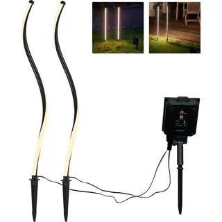 NORTHPOINT Wegeleuchte LED Akku Solar Dämmerungssensor 2er Set warmweiß