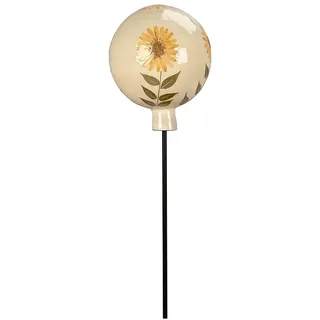 POSIWIO Gartenstecker ''Blumen Kugel'' in Creme - (H)24 x Ø 20 cm