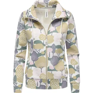 Ragwear Damen, Sweatjacke Trainingsjacke Sportjacke mit Allover-Print Ronette Print Ivory Gr. XS - XS