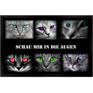 Ladreas Fußmatte Schmutzfangmatte Katzen Schau mir in die Augen F532, 75x50 schwarz 75x50 | 50 cm x 75 cm