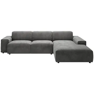 Pure Home Lifestyle Ecksofa 9125, Dunkelgrau, Kunststoff, 4-Sitzer, Ottomane rechts, L-Form, 300x189 cm, Goldenes M, Made in EU, Oeko-Tex® Standard 100, DGM-Emissionslabel, seitenverkehrt erhältlich, Hocker erhältlich, Wohnzimmer, Sofas & Couches, Wohnlandschaften, Ecksofas