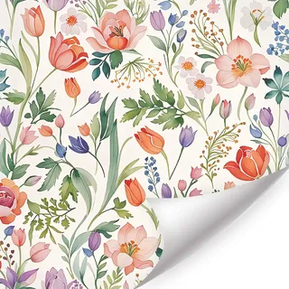 HPNIUB Rosa Blumentapete Selbstklebend, Vintage Blumen Tapete (44x300cm) Pinke Blüten Wandfolie für Wohnzimmer, Schlafzimmer, Küche Badezimmer, Abziebbare Möbelfolie mit