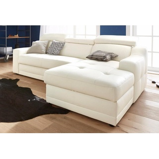 exxpo - sofa fashion Ecksofa Lotos, L-Form, mit Kopf- bzw. Rückenverstellung, wahlweise mit Bettfunktion weiß