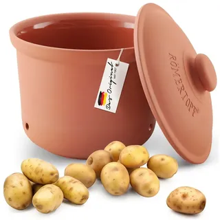 RÖMERTOPF Vorratsdose Frische-Topf MAXI PLUS - Kartoffeln Aufbewahrung 5,5 Liter, Keramik, (Set), aus Naturton rot