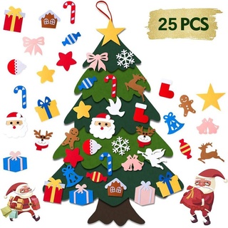 Coonoor Künstlicher Weihnachtsbaum DIY Filz-Weihnachtsbaum Set, 25tlg, Kinderfreundlich, 100cm grün