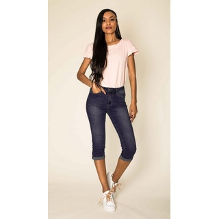 Nina Carter Caprihose Capri Jeans Shorts Stretch Skinny 3/4 Bermuda Kurze Hose Weich (1-tlg) 3204 in Dunkelblau blau XL (42)