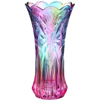 Gatuida Vase Glas: Vasen Deko Blumenvase Modern Glasvase Bunt Kristallglasvase Regenbogen Vase Rosa für Stilvolle Tischdekoration für Hochzeit und Home Deko