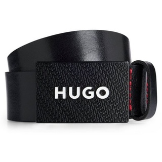 HUGO Ledergürtel Gilao-Z_Sz35 mit eingearbeiteten Logoschriftzügen auf der Schließe schwarz 95