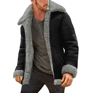 STRY Steppjacke Gelb für Herren - Winterjacke Business, Daunen, Beige, Baumwolle, Teddy Fleecejacke, Fell - Elegant - 5XL