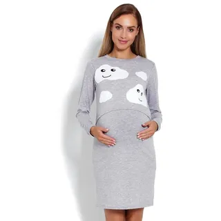 PeeKaBoo Umstandsnachthemd Stillnachthemd Nachthemd Stillen Schwangerschaft grau XXL