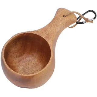 Natudeco Holzbecher im Nordischen Tragbarer Campingbecher Trinkbecher Stil Akazienholzbecher Outdoor-Camping-Wanderbecher Tragbare Teetassen mit Umhängeband für Espresso Kaffee Tee Milch