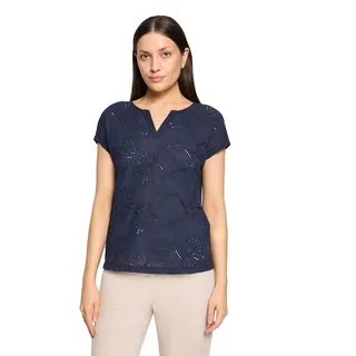 Kurzarmshirt BETTY & CO "Damen mit V-Ausschnitt", Damen, Gr. M, dunkelblau, Obermaterial: 100% Baumwolle, gerade normal, Neckholder, Shirts