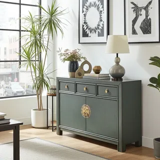 OPIUM OUTLET Asia Möbel Kommode Schrank Sideboard Hochzeitsschrank 33083 dunkel-grau Landhaus-Stil asiatisch chinesisch orientalisch