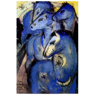 artboxONE Poster 30x20 cm Tiere Der Turm der blauen Pferde hochwertiger Design Kunstdruck - Bild Franz Marc blau bunt