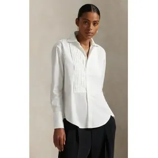 Polo Ralph Lauren für Damen. 211A89708001 Weißes Smokinghemd aus Baumwolle (36), Lässig, Klassisch, Langarm