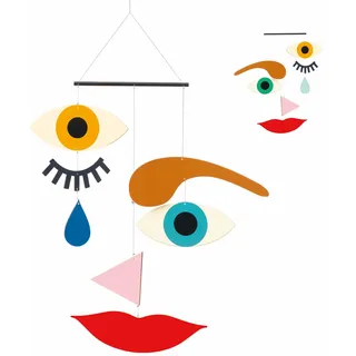 DJECO Make-A-Face Mobile – Spaß & einfach magnetisch, Holz-Mobile für Zuhause oder Geschenke – kreative Aktivität für Familie & Freunde, Schlafzimmer oder Kinderzimmer Dekor für Kinder