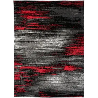 Mazovia Designteppich Modern Abstrakt Rot Anthrazit Wohnzimmer, Schlafzimmer, Esszimmer, Fußbodenheizung rot 130 cm x 190 cm