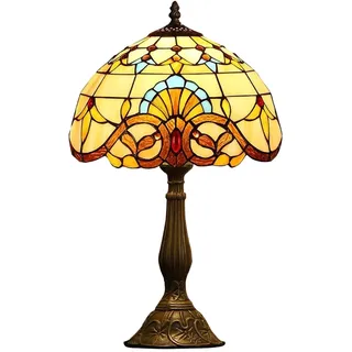 19 Zoll Groß Tiffany Stil Lampen Großen Barock Tisch, Schreibtisch-Licht Mit Buntglas-Licht-Schatten Und Harzkörpern, Vintage Viktorianischen Accent-Lampe for Wohnzimmer Bedside