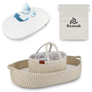 Kenuak® Wickelauflage, Baby Wickelkorb, Reise-Wickelunterlage, Moseskorb, Wickelaufsatz, Wickeltischauflage für Kommode, Babyzimmer Dekoration, Schaumstoffmatratze + wasserabweisender Bezug