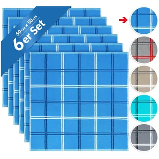 Lashuma Handtuch Set, Frottee Küchenhandtücher 50x50cm, (Spar-Set, 6-St), Made in Portugal blau