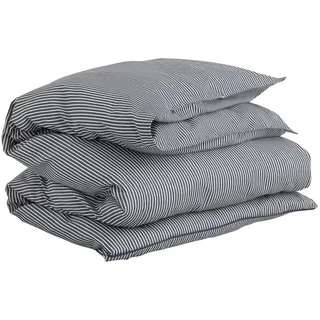 Gant Mako-Satin Bettwäsche Yarn Dyed Stripe evening blue Kissenbezug einzeln 80x80 cm - blau