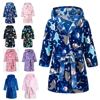 Lodunsyr Bademantel Kinder mit Kapuze für Jungen Mädchen Bademäntel Morgenmantel kuschelig warmen und weichen Pyjamas Kleinkind Coral Fleece Hoodie Roben 2-9 Jahre - 2-3 Jahre
