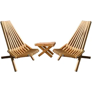holz4home Skandinavische Gartenmöbel aus Kiefer Set 2 Liegestühlel 1 Tisch