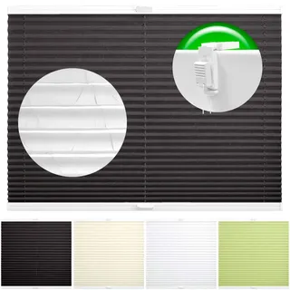Horivert Plissee Pliseerollo mit Klemmträger Ohne Bohren Crush Stoff Fensterrollo Klemmfix Faltrollo Jalousie Sonnenschutz Blickdicht 100x230 cm