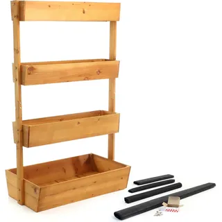 toboli Hochbeet aus Holz, 85 x 45 x 140 cm, mit 4 Etagen, Blumenkasten für Balkon und Garten, Pflanzentreppe verstellbar, Blumentreppe