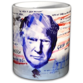 Trump Tasse - Handarbeit Designer Tasse aus brillanten Porzellan Unikat - Tasse, Becher, Kaffeetasse, Teetasse Keramik Tasse, 330ml, Geschenk für Freunde (Tasse rund)