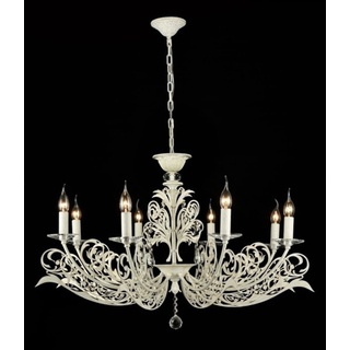 Casa Padrino Barock Kristall Decken Kronleuchter Weiß Gold Antik Stil - Möbel Lüster Leuchter Hängeleuchte Hängelampe