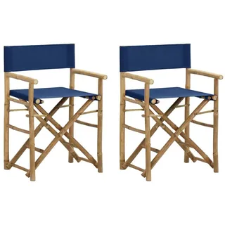 furnicato Gartenstuhl Klappbarer Regiestuhl aus Bambus 60x45x88 cm Blau (2 St), Platzsparender Gartenstuhl mit Polyesterbezug für die Terrasse blau 60 cm x 88 cm x 60 cm