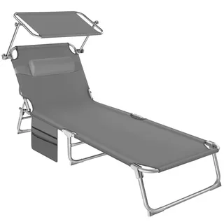 Tectake Chloé Sonnenliege 190 x 68 x 28 cm Grau