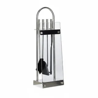 Relaxdays Kaminbesteck Edelstahl 5-teilig 0,75 m Silber