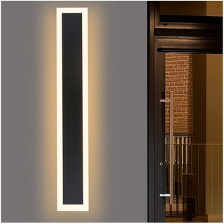ZMH LED Außen-Wandleuchte schwarz Wasserdicht Wandbeleuchtung Modern Außen, LED fest integriert, Warmweiß, 3000K, 50CM, 10W, Rechteckig schwarz