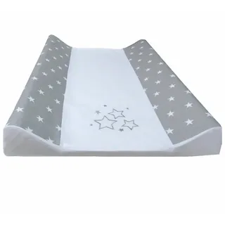 Babymajawelt Wickelauflage Wickeltischauflage - 2 Keil Mulde Sterne "STARS" 50x70 cm (Set, 2-tlg., Wickelmulde, Wickelkeil, + Baumwollbezug), Made in EU, Abwaschbar, Bezug abnehmbar, für Schmale Plätze grau