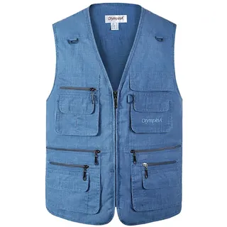 Daoba Herren Outdoor Weste mit Vielen Taschen Anglerweste Leicht Safari Weste Sommer Multifunktionsweste Atmungsaktiv Angeln Weste