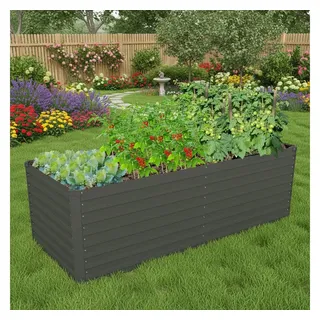 KONIFERA Hochbeet "Emmy", bodenloses Gartenbeet aus verzinktem Stahl, mit Verstrebungen für mehr Stabilität, in zwei Farben grau 190 cm x 60 cm x 80 cm