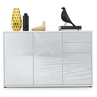 Vladon Ben V3 117 x 74 x 36 cm Weiß matt/Weiß Hochglanz