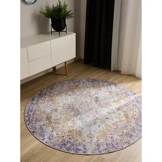 benuta George Kurzflorteppich Ø 120 cm lila