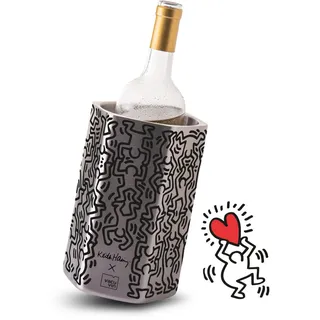 Vacu Vin Weinkühler Keith Haring, Schwarz, Edelstahl, Metall, 1 L, 15x12x21 cm, ISO 9001, doppelwandig, rostfrei, Isolierwirkung, keine Kondenswasserbildung, Essen & Trinken, Barausstattung