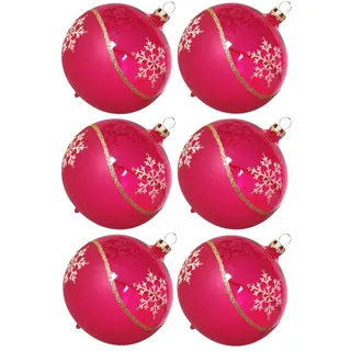 Schatzhauser Weihnachtsbaumkugel Weihnachtskugel-Set Kristallwelle, pink (6 St), mundgeblasen, handdekoriert rosa