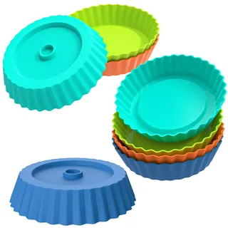 webake Mini Obstbodenform Silikon 12cm 8 Stück Tarteform Klein Tortenbodenform Backform Obstkuchenform Pie Form Quicheform Silikonform für Mini Quiche Tarte Kuchen