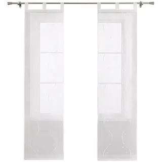 Joyswahl Schiebegardine (2 St), Schlaufen, transparent, Voile Flächenvorhänge, Bestickt, Schiebevorhang Wohnzimmer weiß 57 cm x 225 cm