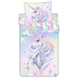 Unicorn Information System Unicorn Einhorn Baumwolle Rosa/Lila 140 x 200 cm + 70 x 90 cm