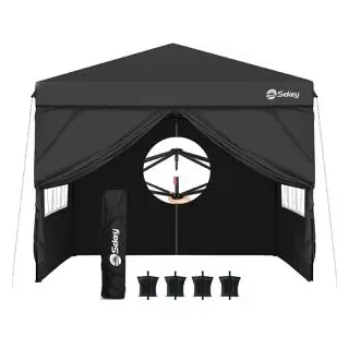Sekey Faltpavillon 3 x 3 m inkl. 4 Seitenteile Schwarz