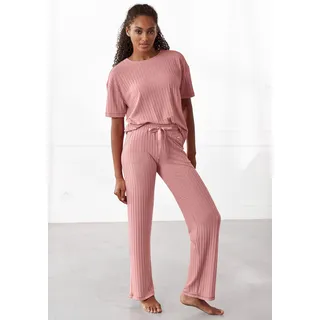 Loungehose S.OLIVER Gr. 44/46, N-Gr, pink Damen Hosen Freizeithosen mit Satinband zum Binden, Loungeanzug